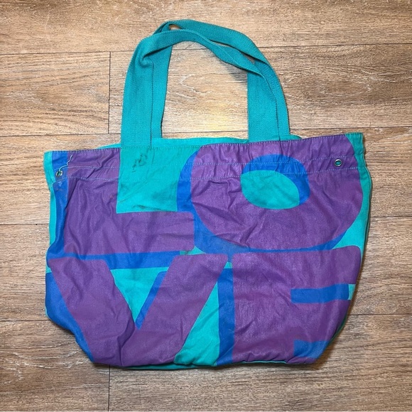 Victoria's Secret Blue and Purple Tote Bag with Canine Design - Picture 2 of 3